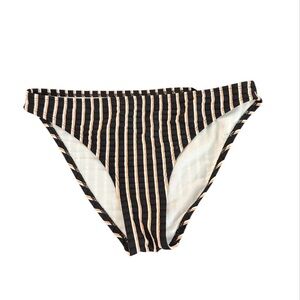 Shade & Shore NWT Women’s Black and Beige Striped Bikini Bottoms Size XS (0-2)